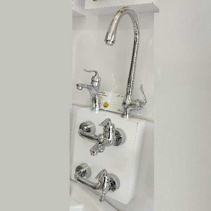 سرویس اهرمی 4تکه شیرآلات مدل آرچر کروم برند سکه (ارسال فوری و پس کرایه)