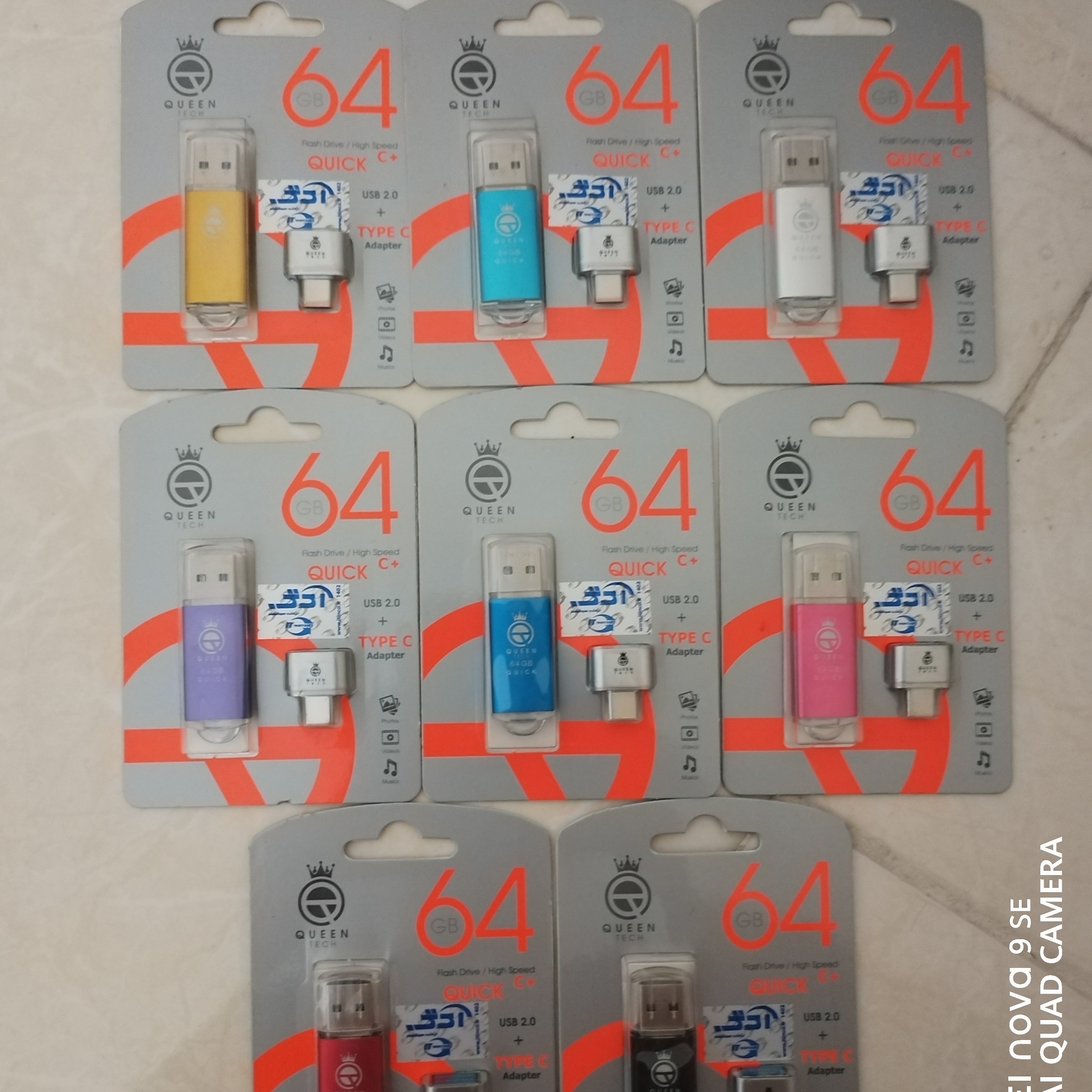 فلش مموری کوئین تک 64گیگ گارانتی همراه مبدل او تی جی تایپ سی، مادام العمر آی تی تراشه هوشمند