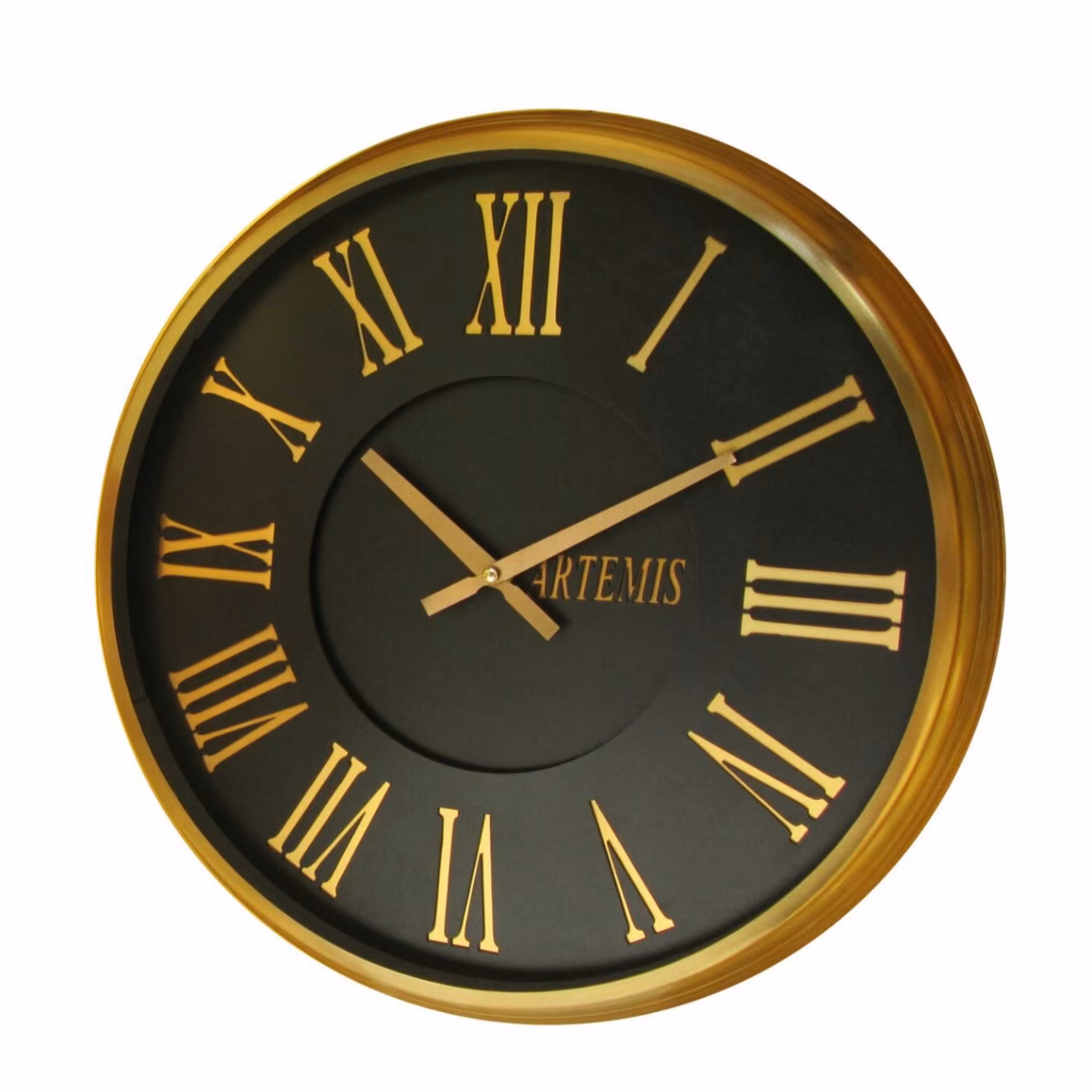 ساعت دیواری موتور آرام گرد آرتمیس طلایی و نقره ای کد 2023 