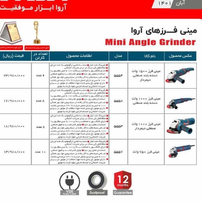 مینی فرز کلید بقل اروا 750 وات5557