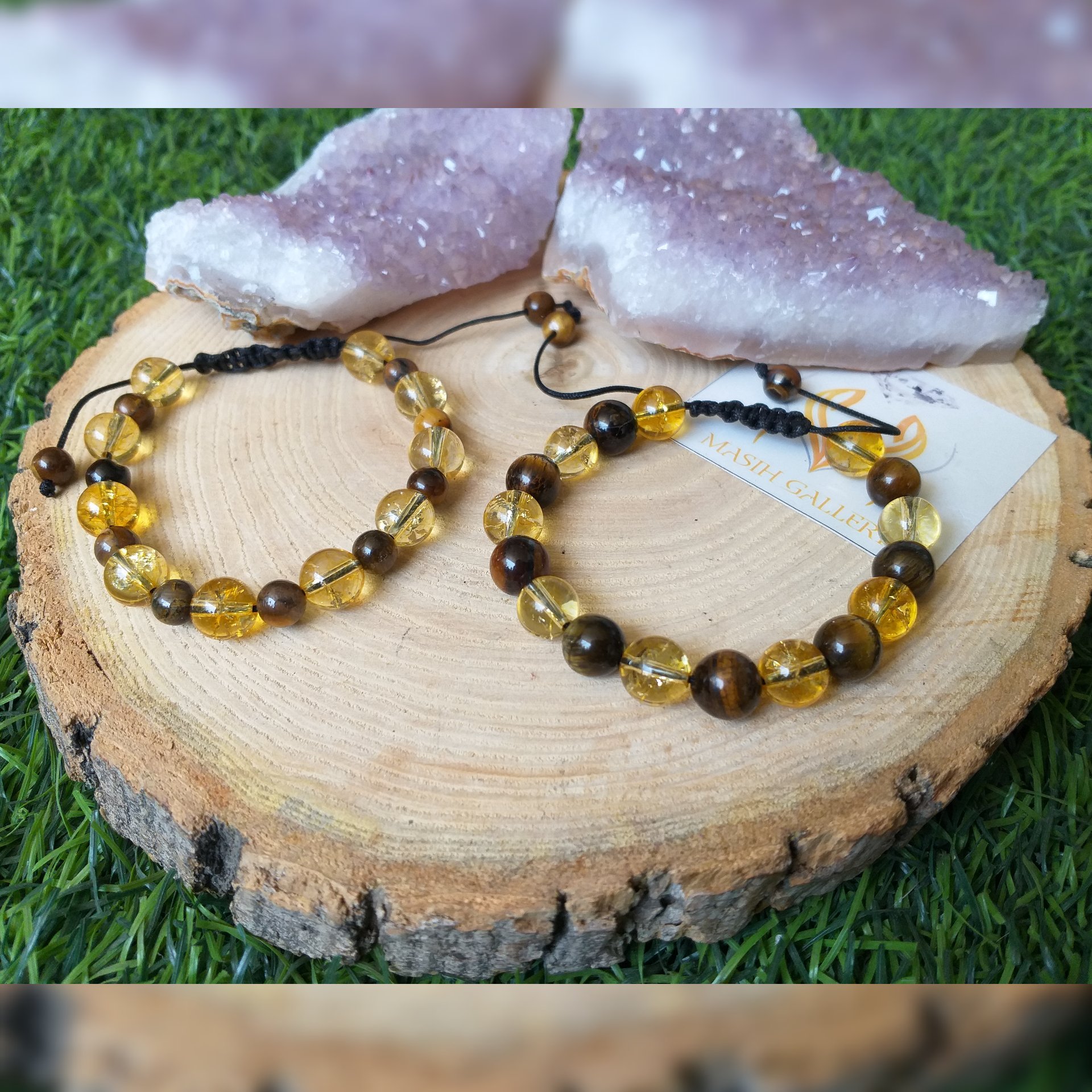 دستبند سنگ سیترین و چشم ببر