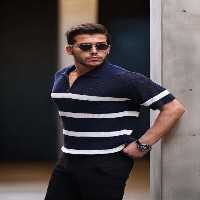 تی شرت آبی مردانه نیمی اورجینال Valiberta