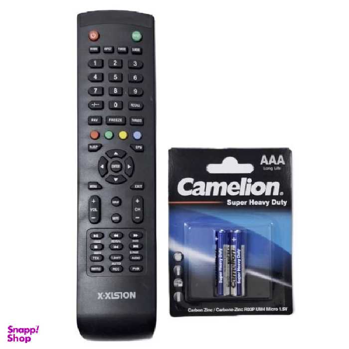 ریموت کنترل ایکس ویژن مدل 2500 به همراه باتری نیم قلمی کملیون