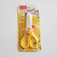 قیچی،قیچی غلاف دار،طرح حیوانات رنگی،رنگ زرد،طرح خرسی. کد1