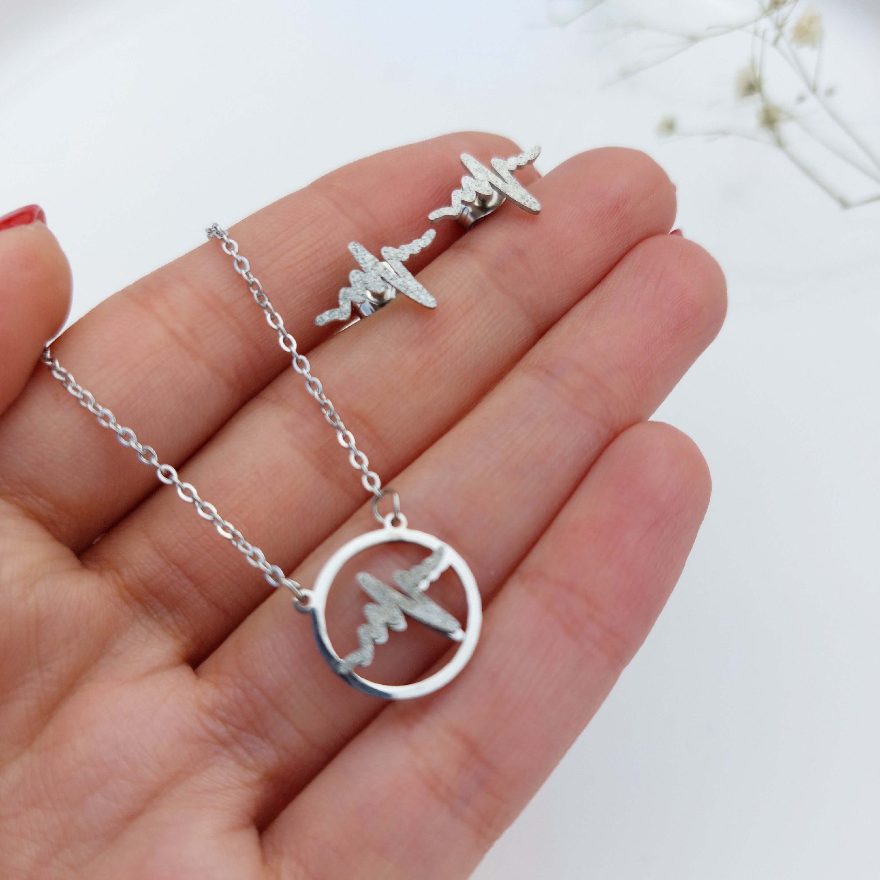 حراج گردنبند گوشواره رنگ ثابت نیم ست استیل نیم ست زنانه استیل نیم ست شیک نیم ست جدید نیم گردنبند زنانه گردنبند دخترانه 