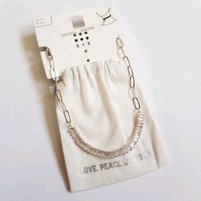 گلوبند چوکر آبکاری نقره نگین باگتی ، کار شده با سنگ زیرکنیا اصل