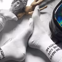 جوراب Your Nudes Are Safe With Me ساقدار زمینه سفید اسپرت نخ پنبه