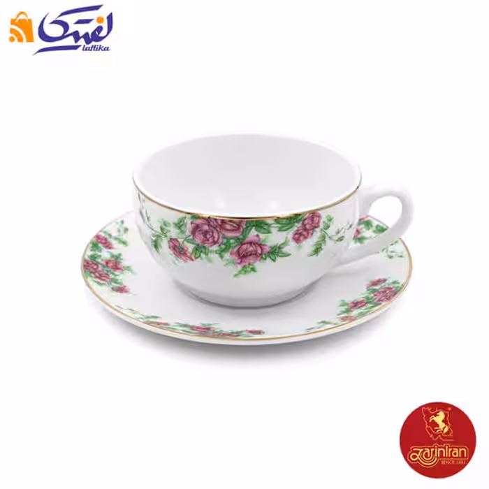 سرویس کاپوچینو گل سرخی بیدگل 6 نفره چینی زرین ایتالیا اف گل سرخی