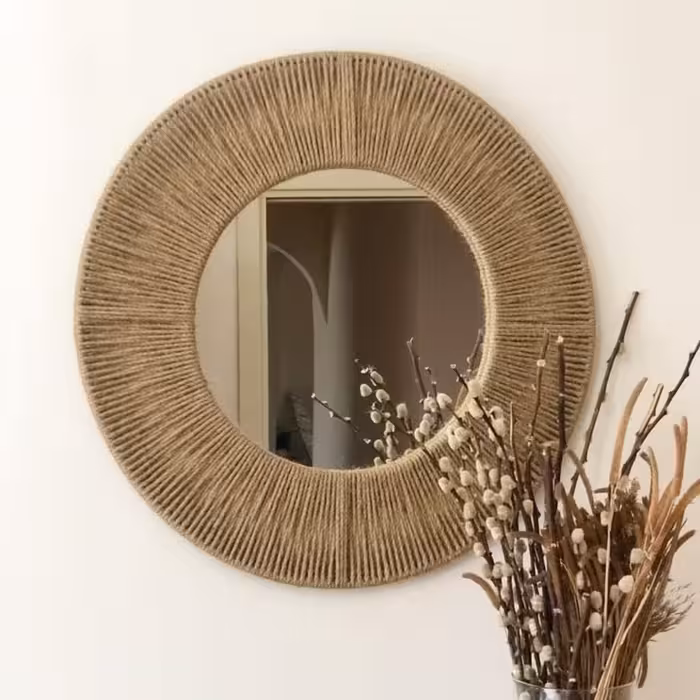 آینه کنفی مکرومه با بهترین متریال با نخ کنفی قابل سفارش 