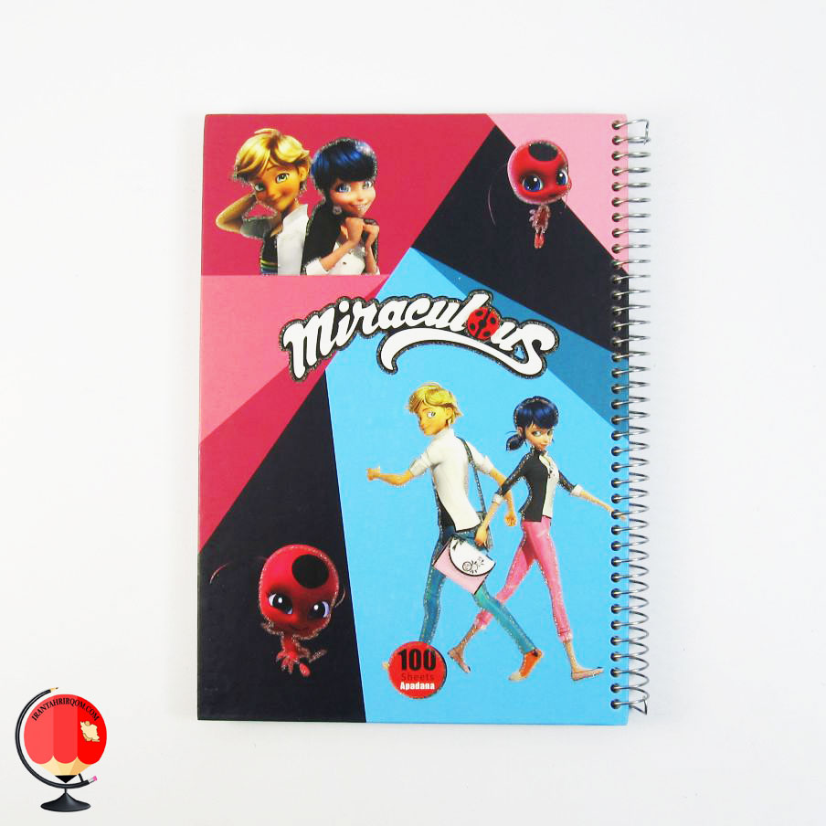 دفتر مشق 100 برگ سیمی طرح دختر کفشدوزکی جلد سخت آپادانا