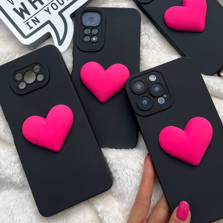 قاب شاسی مشکی قلب صورتی همراه النگو