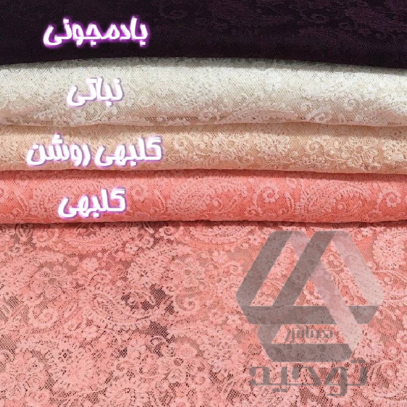 پارچه تور دانتل کش مخملی طرح بته جقه گرم بالا عرض 1.40 متر