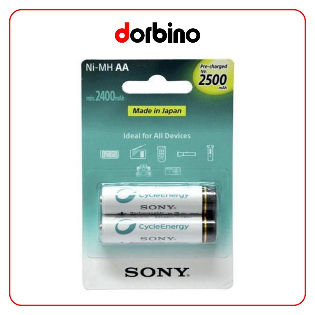 باتری قلمی شارژی Sony AA 2500mah Battery - فروشگاه دوربین دوربینو