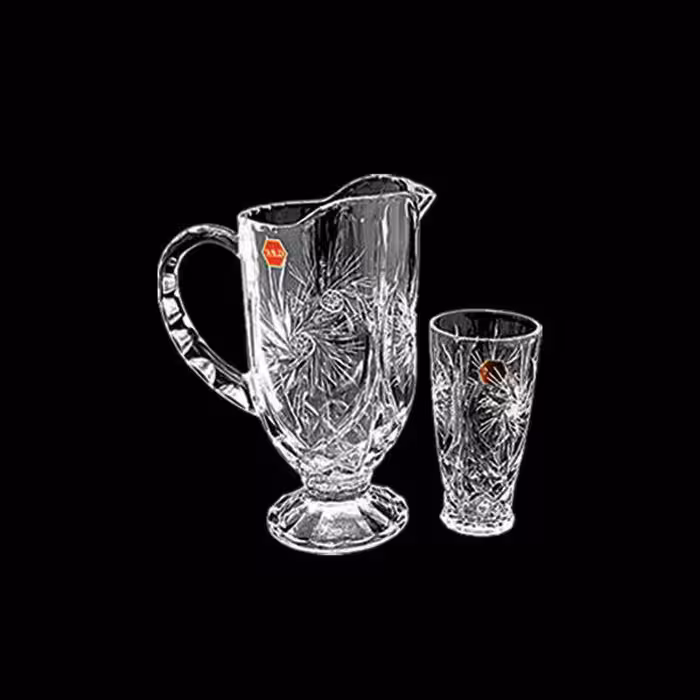 پارچ و لیوان تک پایه خورشیدی تراش خورده