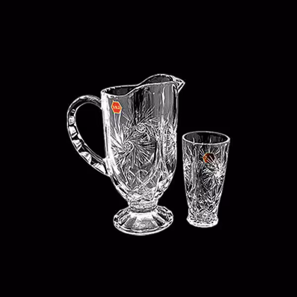 پارچ و لیوان تک پایه خورشیدی تراش خورده