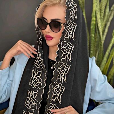شال ابریشم کوپرا مجلسی حاشیه گلدوزی
