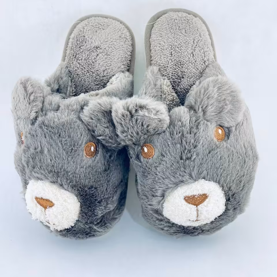 دمپایی پشمی روفرشی جلو بسته سری خرسی  ( اسلیپر )