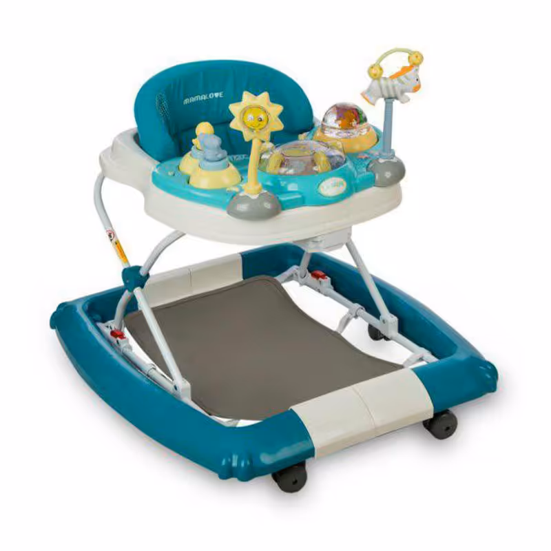 روروک کودک مامالاو جزیره موزیکال چراغدار 3 کاره رنگ سبز-ابی  mamalove baby walker blue