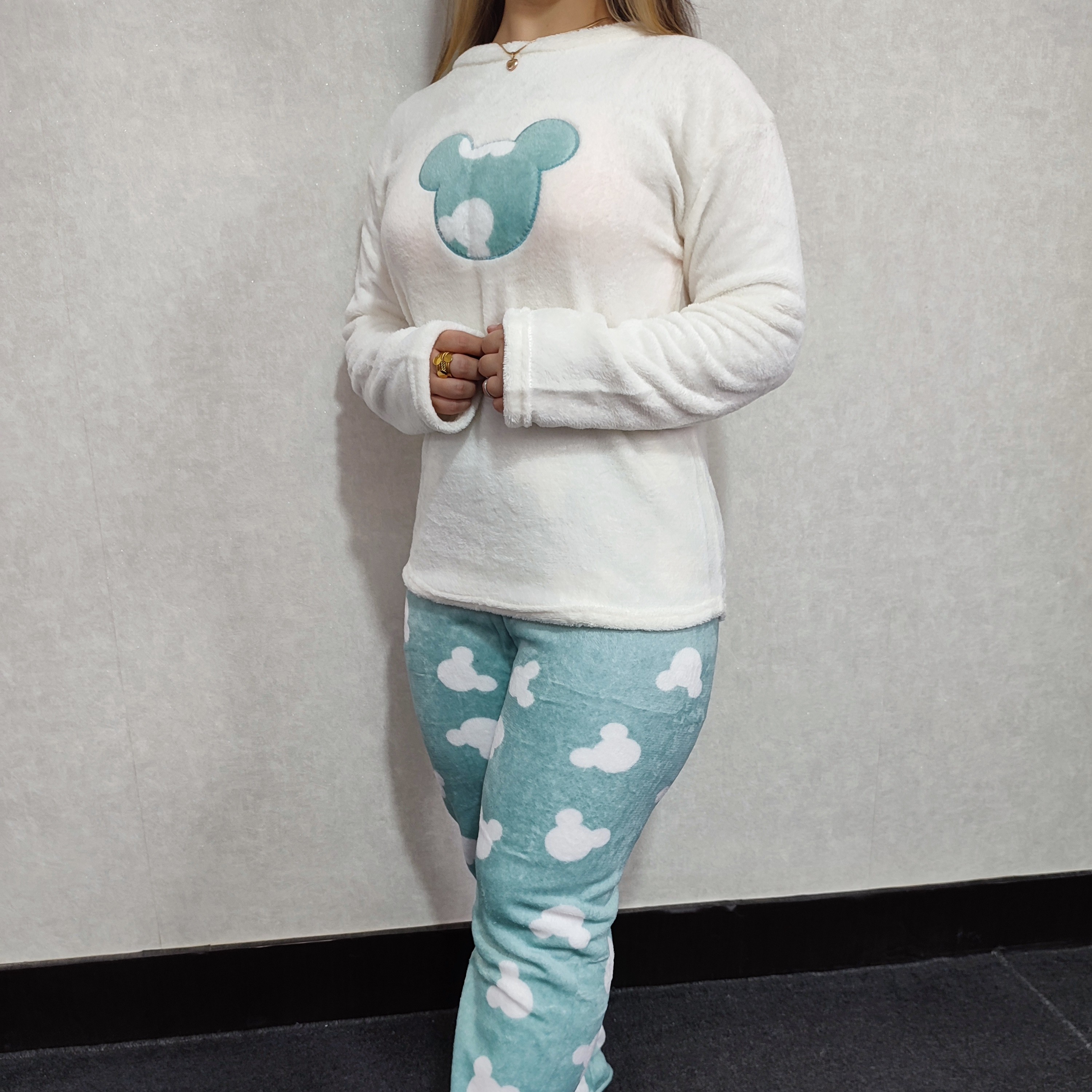 ست تدی میکی موس، فری سایز تکرنگ تدی ست بلوزشلوار تدی