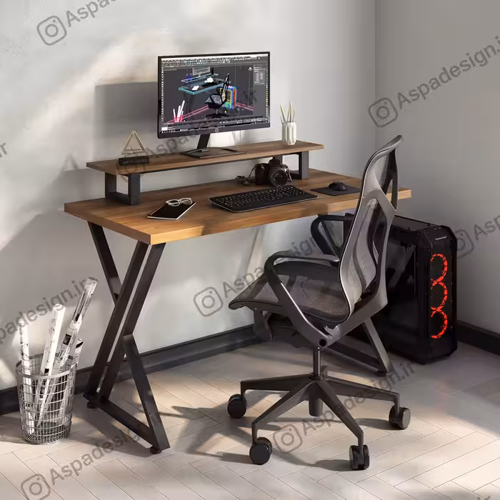 میز کامپیوتر آسپادیزاین مدل F-104  همراه با زیر مانیتوری (پس کرایه)