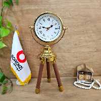 ساعت رومیزی سه پایه ترکیب فلز آبکاری و چوب