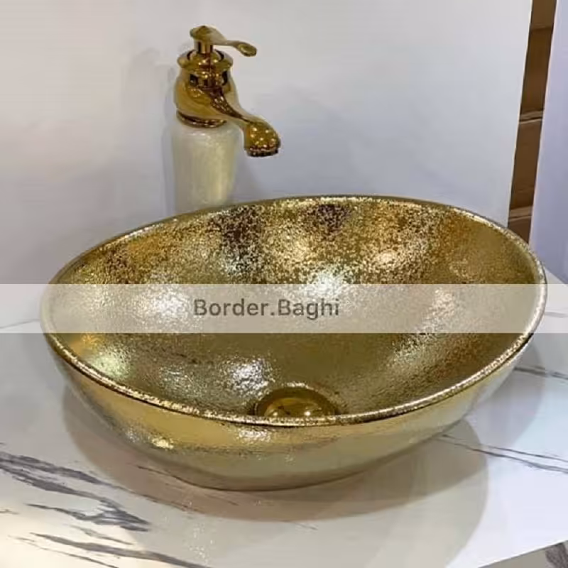 کاسه روشویی مدل بیضی کوچک طلایی