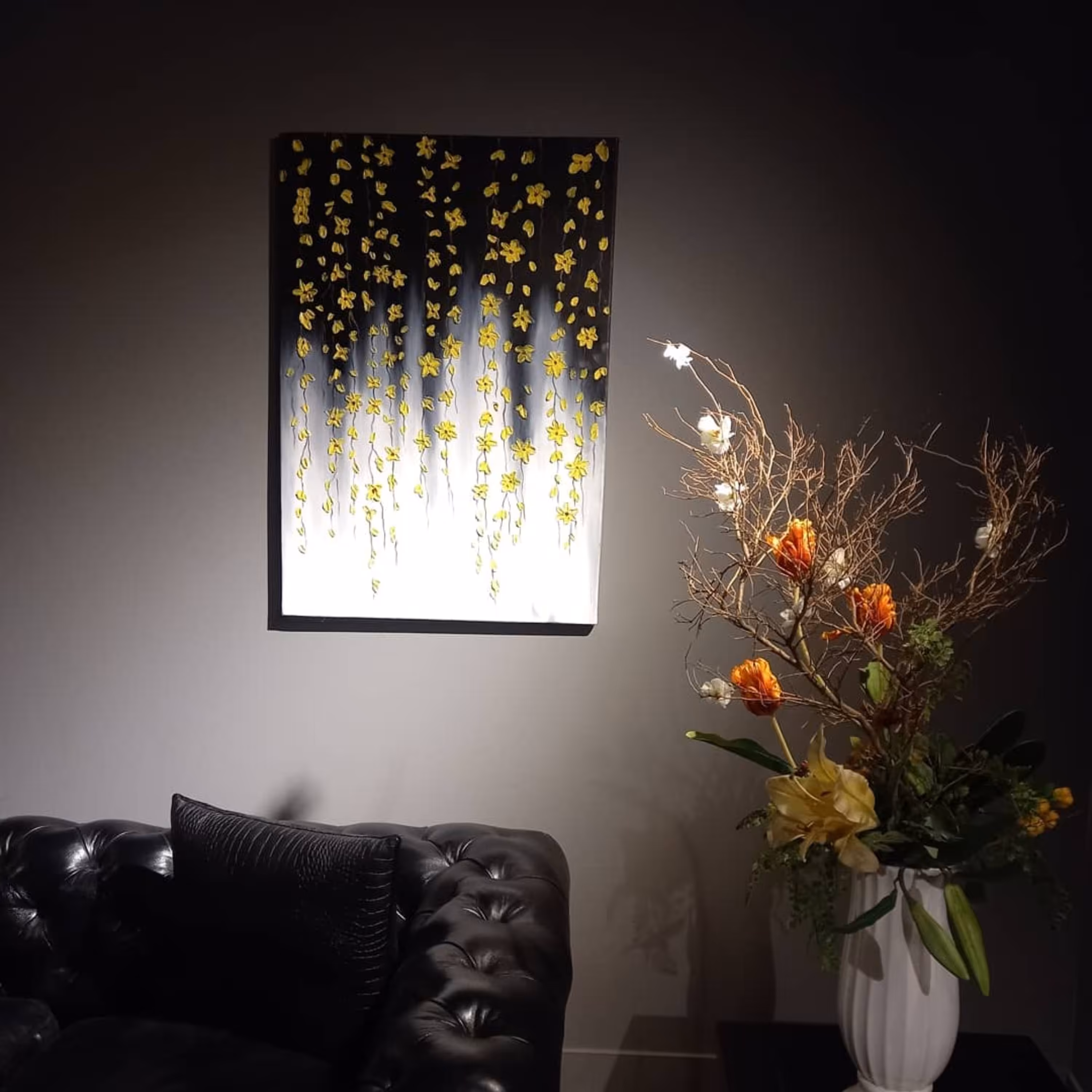 تابلو نقاشی مدرن  ریسه گل شکوفه