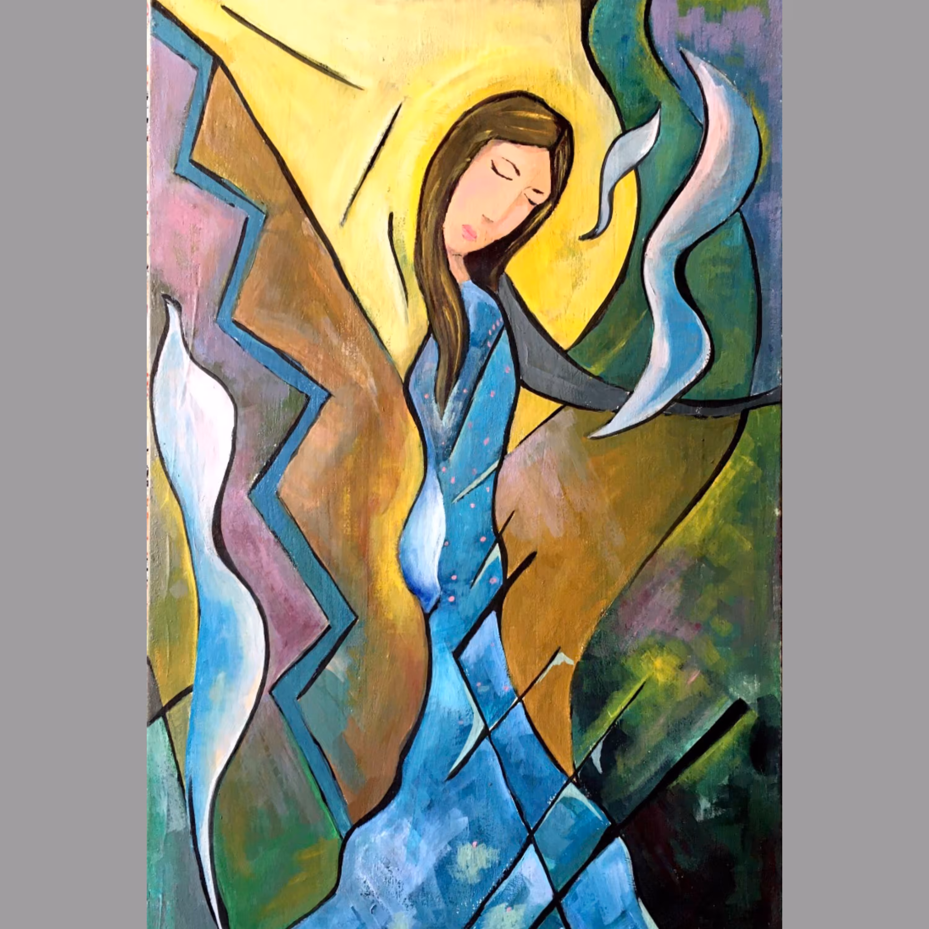 تابلوی رنگ روغن روی بوم مادر و نهال 