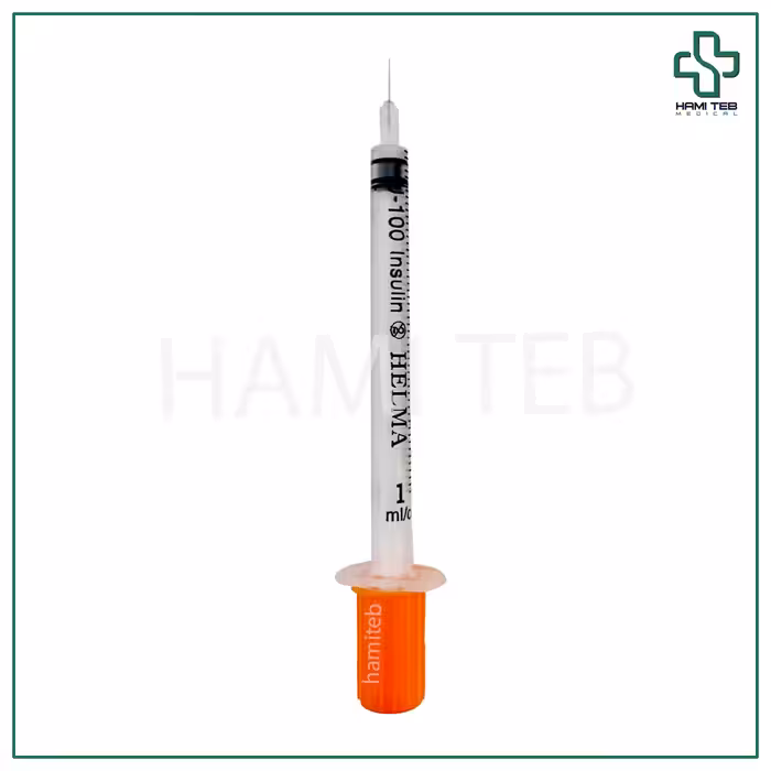 سرنگ انسولین یکپارچه بسته بندی تکی حلما 1 سی سی