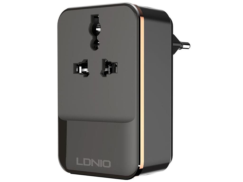 شارژر دیواری و مبدل برق مسافرتی با دو درگاه یواس‌بی الدنیو Ldnio Travel Converter Adapter SC1205