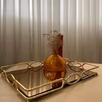 سینی کف اینه طرح لبخند رنگ طلایی