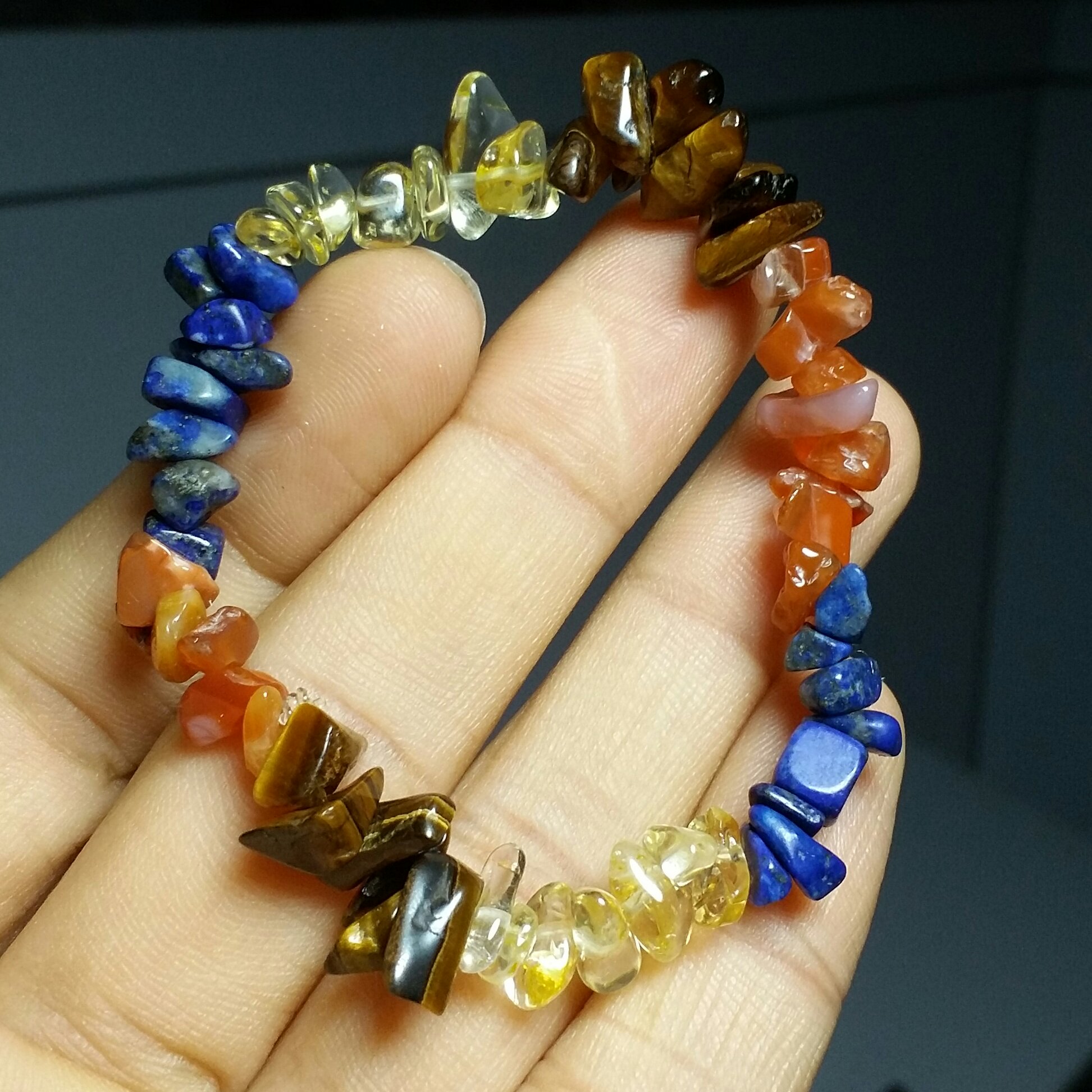 دستبند مهره سنگ سیترین لاجورد چشم ببر عقیق مهره های طبیعی وارداتی و معدنی ترکیبی خاص و زیبا و سرشار از خواص