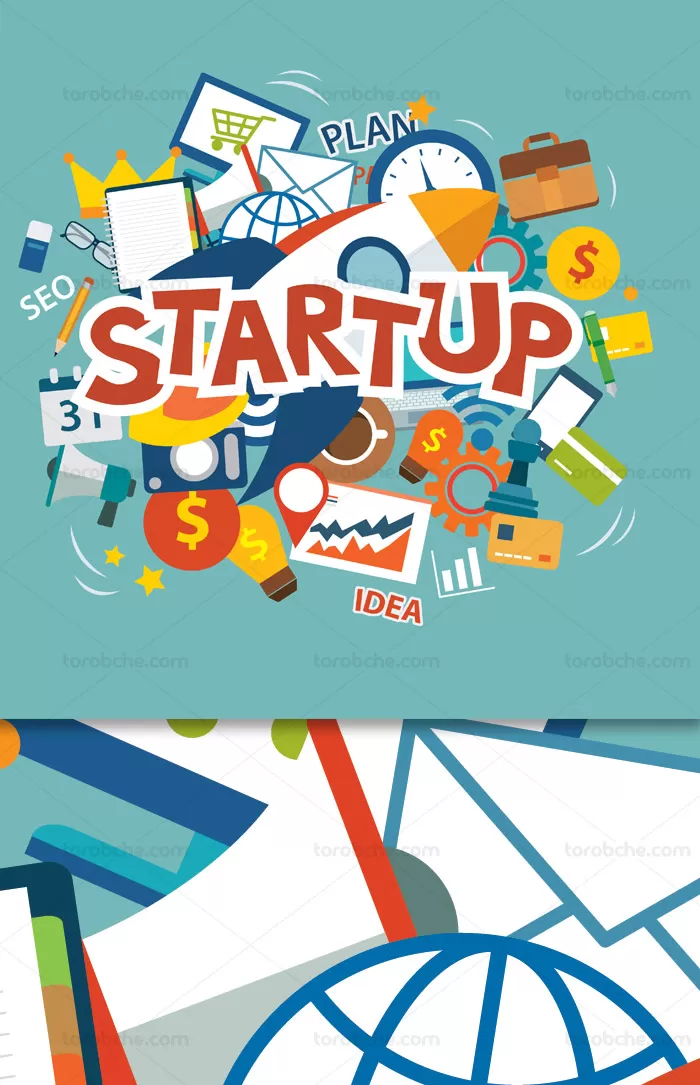 وکتور طرح مفهومی انتزاعی استارتاپ فلت | گرافیک با طعم تربچه