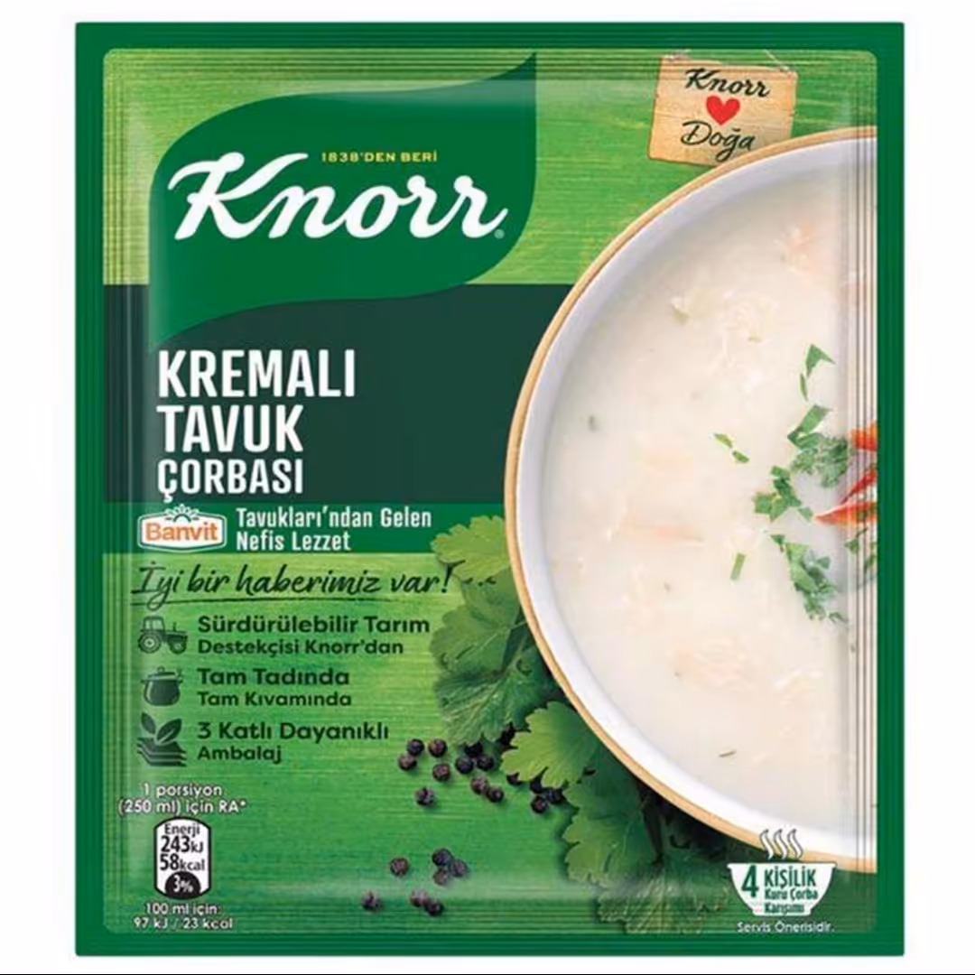 سوپ مرغ خامه ای 65 گرمی کنور Knorr