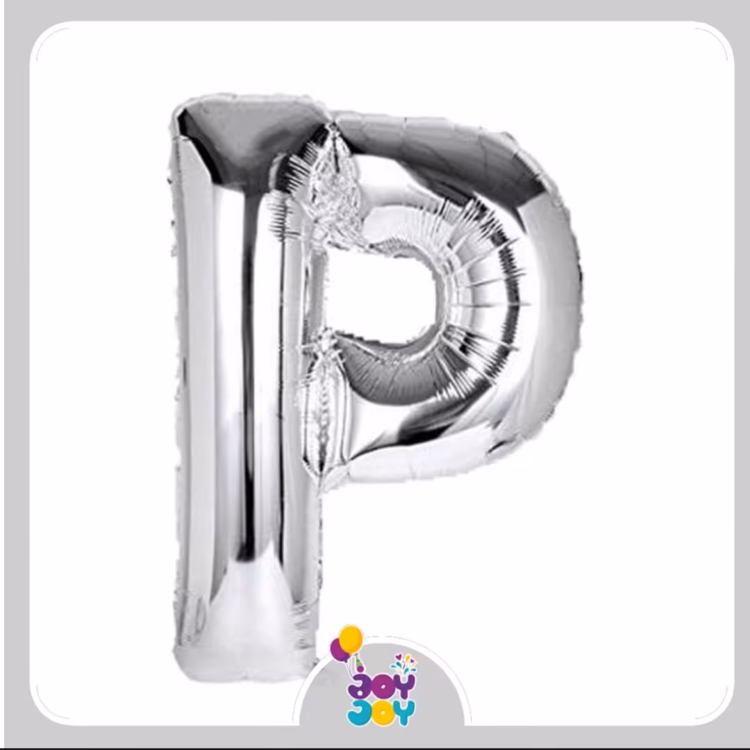 بادکنک فویلی حرف پی نقره ای - فویلی حرف p  نقره ای 