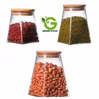 ست بانکه (جا حبوباتی) 3 عددی بامبو شیشه ای پیرکس کد Gw90301023