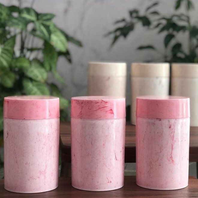 بانکه استوانه ای طرح سنگ شیک وزیبا مناسب برای نگهداری چای وقند وشکر