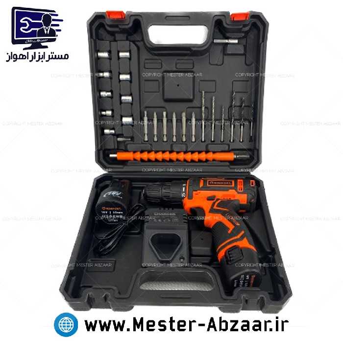 دریل پیچ بند شارژی 18 ولت راکفورت دو باتری با لوازم ROKFORT 18b