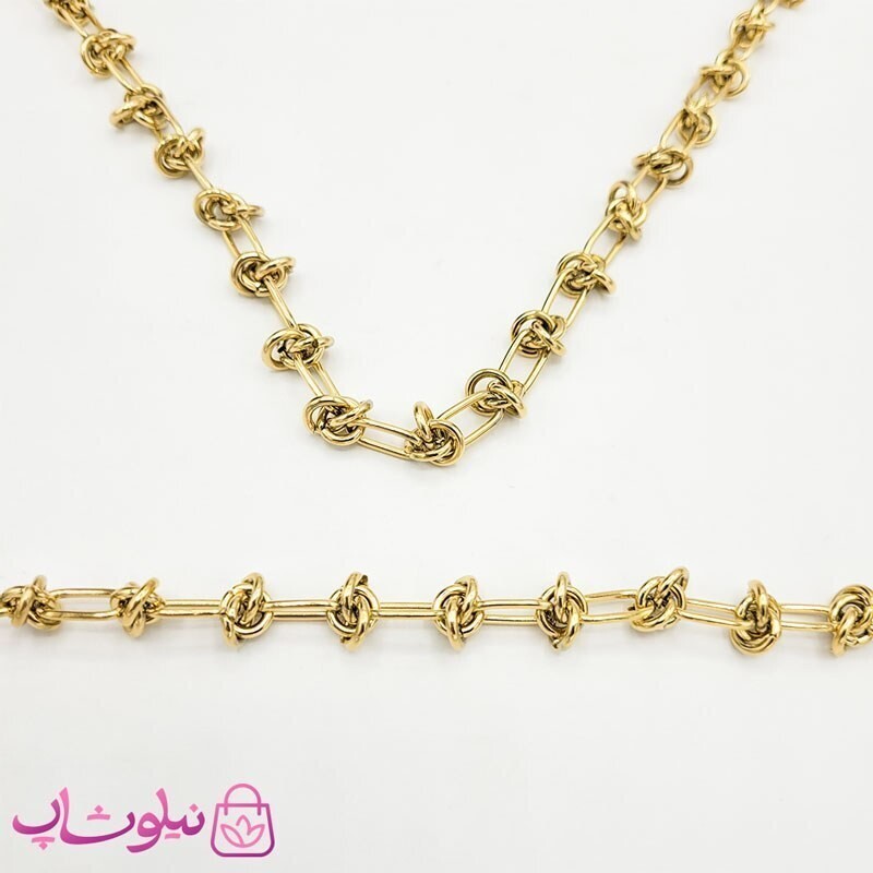 نیم ست زنانه استیل با زنجیر طرح گره
