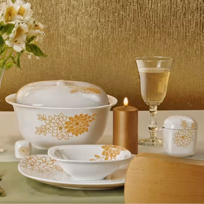 سرویس غذاخوری دالیا 12 نفره سری کواترو چینی زرین