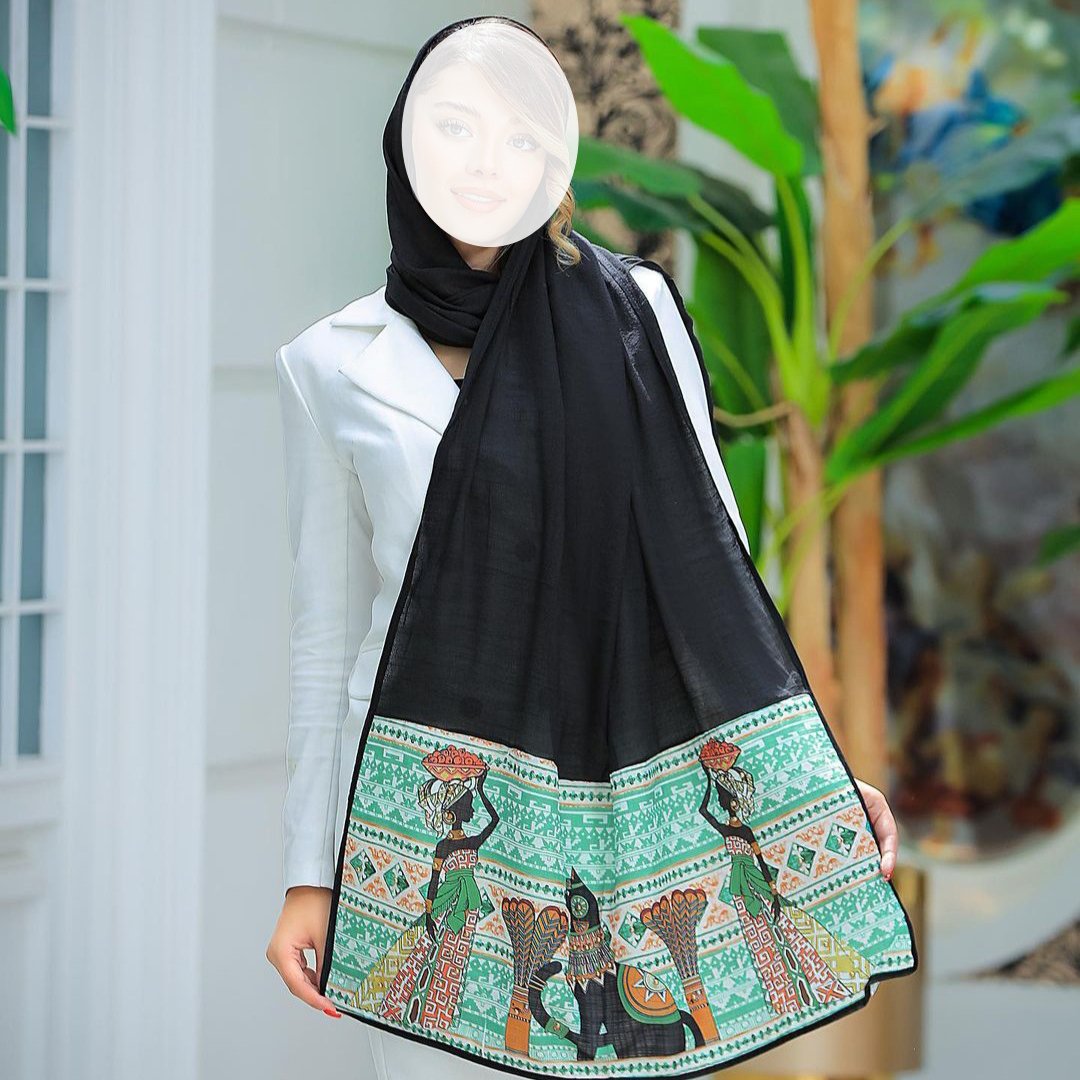 شال مشکی مزونی دستک طرح دار 4