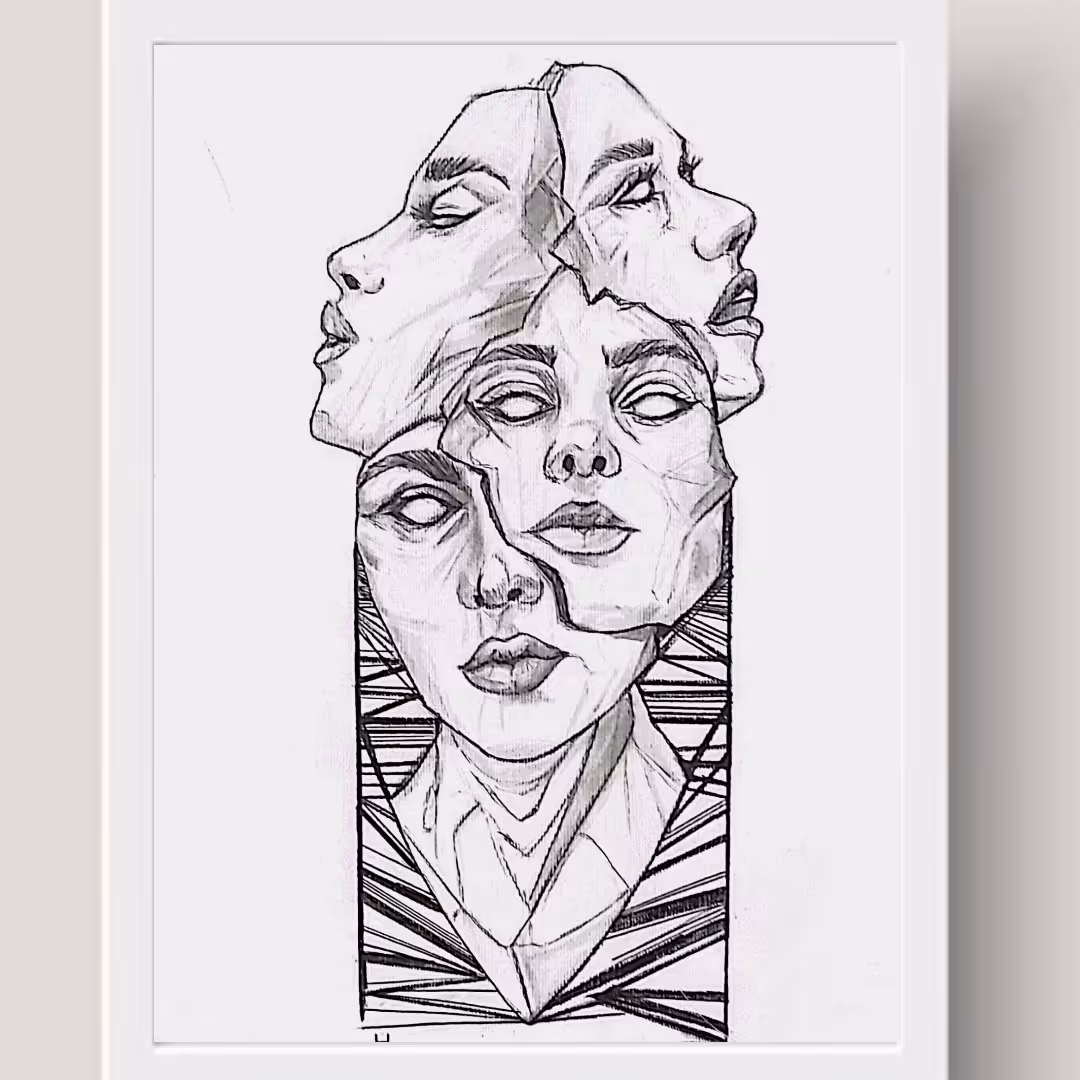 تابلو نقاشی سیاه قلم همراه با قاب در ابعاد20 در 25 