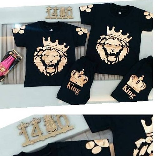 بلوز و شلوارک رانه طرح شیر طلا کوب  جنس نخ پنبه همراه با شورت مناسب سایز 30.  35