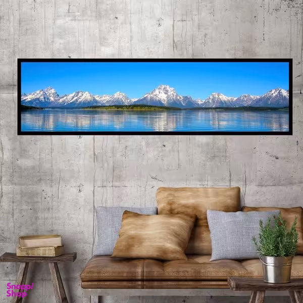 تابلو بکلیت طرح منظره دریاچه و کوه برفی مدل کشیده B-7627