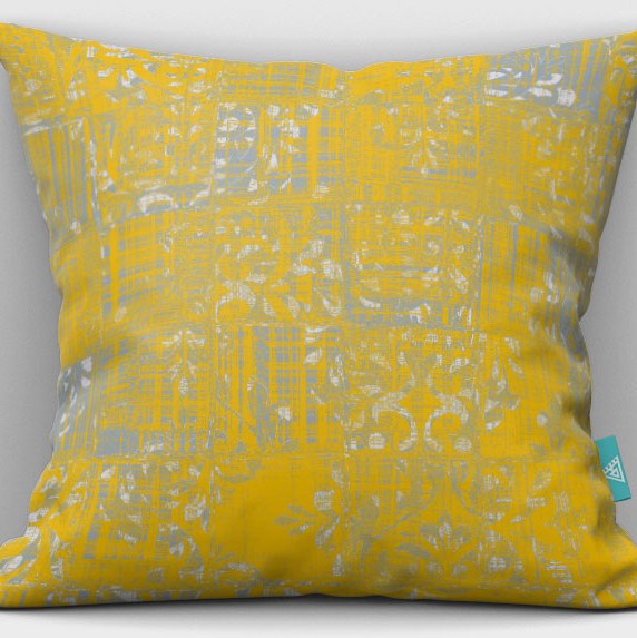 کاور کوسن مخمل 40x40 طرح افرا زرد آرت مان