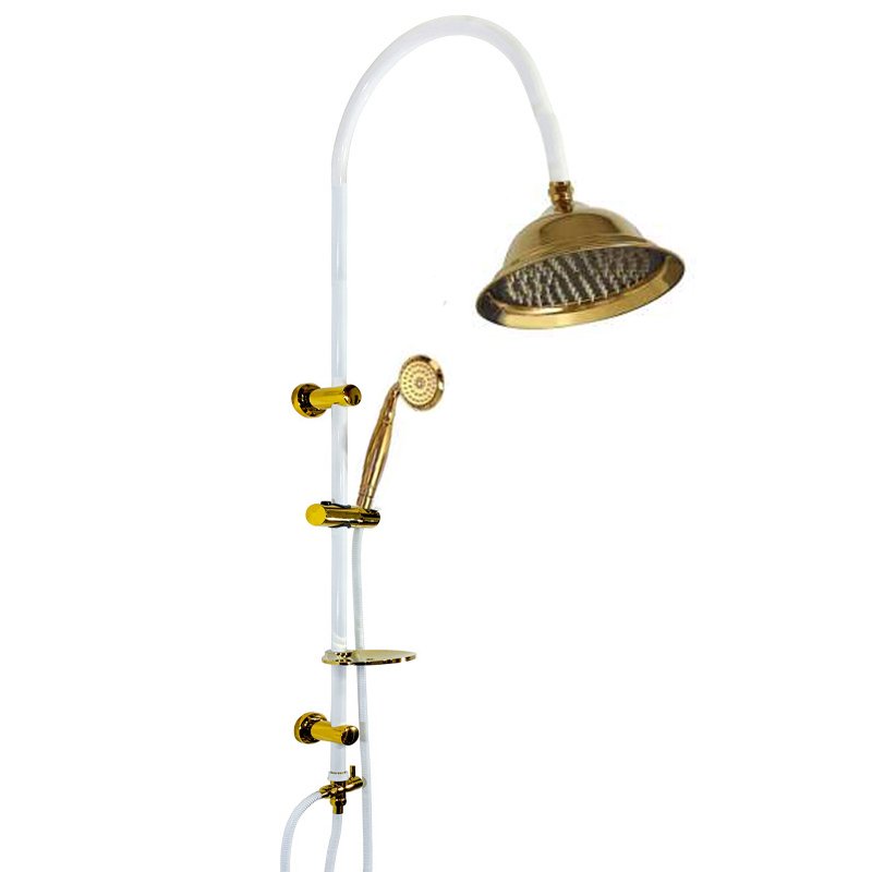 علم دوش دوکاره عصایی سفیدطلایی