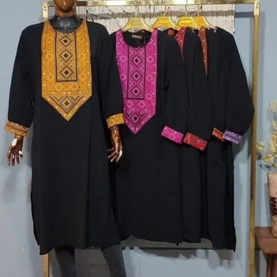 مانتو مدل شرقی جنس ابروبادی رنگبندی زرد، بنفش، نارنجی، سرخابی، قرمز، سایز فری 38 تا 46 قد 105