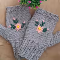 دستکش بدون انگشت  دست بافت زیبا و خوش بافت رنگ دلخواه شما