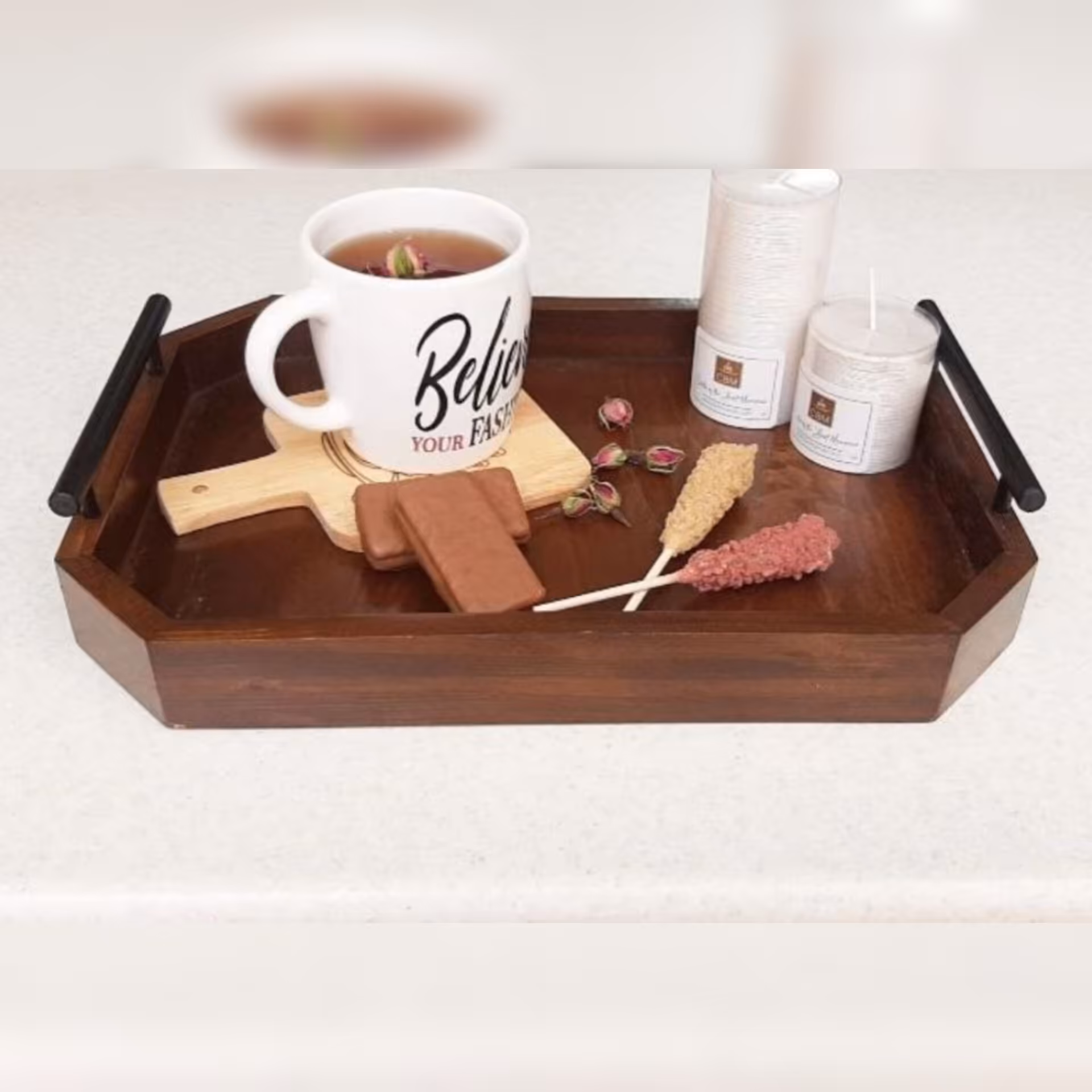 سینی چوبی طرح ارکیده سایز کوچک