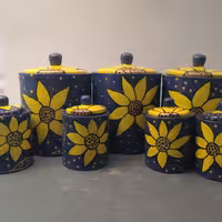 پای سماوری ست افتابگردان سفالی